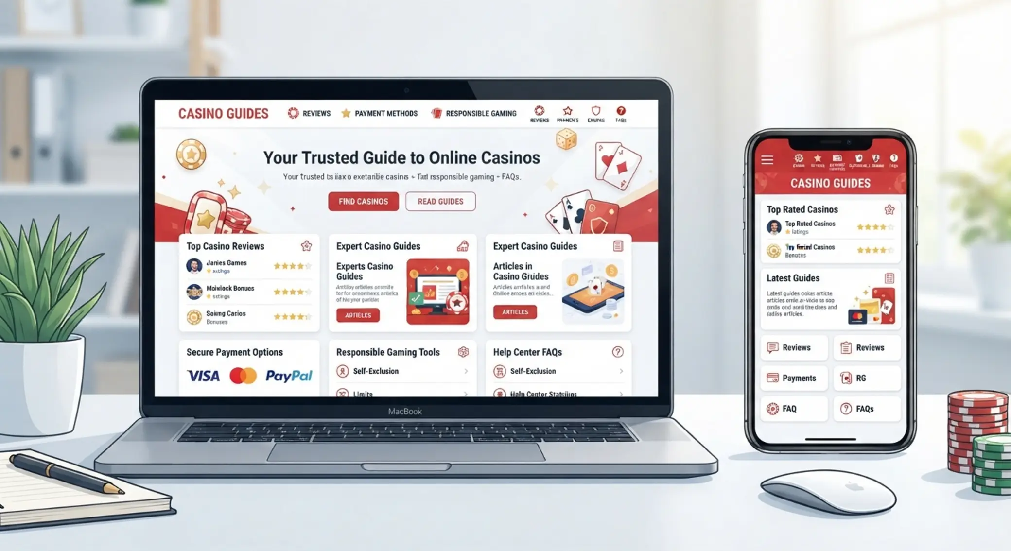 Ilustracja nawigacji po treściach serwisu o casino online