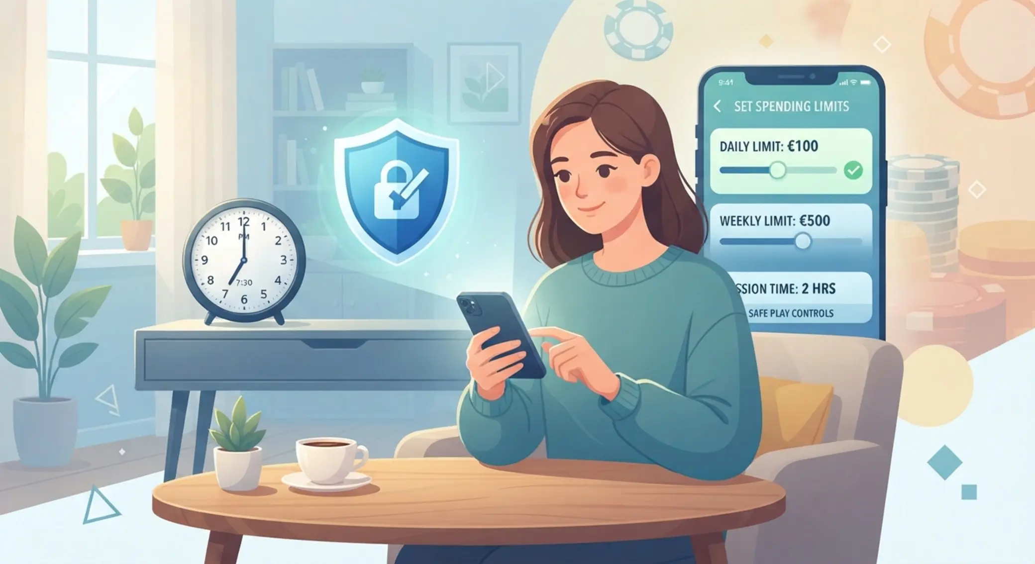 Ilustracja odpowiedzialnej gry z limitem czasu i budżetu