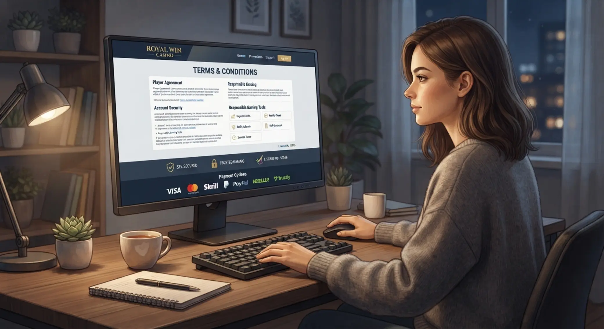 Sprawdzanie bezpieczeństwa kasyna online na ekranie komputera